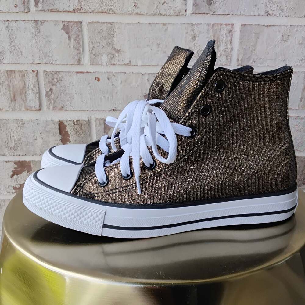 Converse Chuck Taylor All Star Metallic Gold High Top Youth Sneakers A05388F